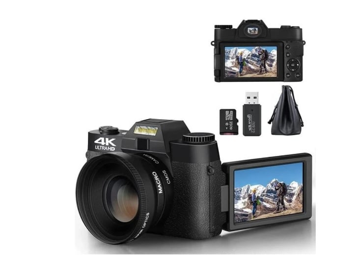 4K digitaalkaamera ilma peeglideta, 48MP, 3,0-tolline pööratav LCD, lainurkobjektiiv, CMOS sensor