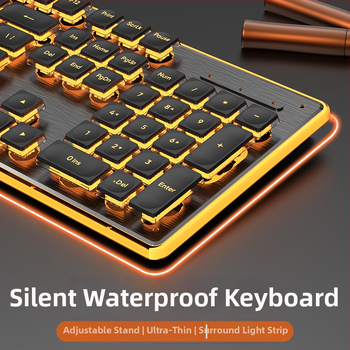 Tastatură subțire cu fir, senzație mecanică, impermeabilă, corp metalic, >98 taste