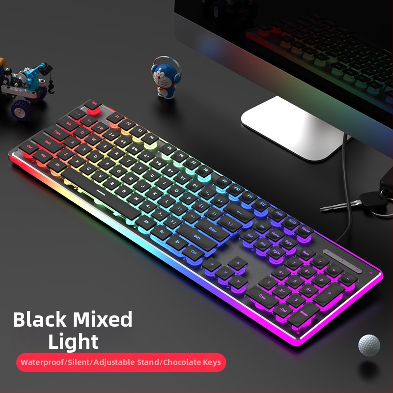 Tastatură subțire cu fir, senzație mecanică, impermeabilă, corp metalic, >98 taste