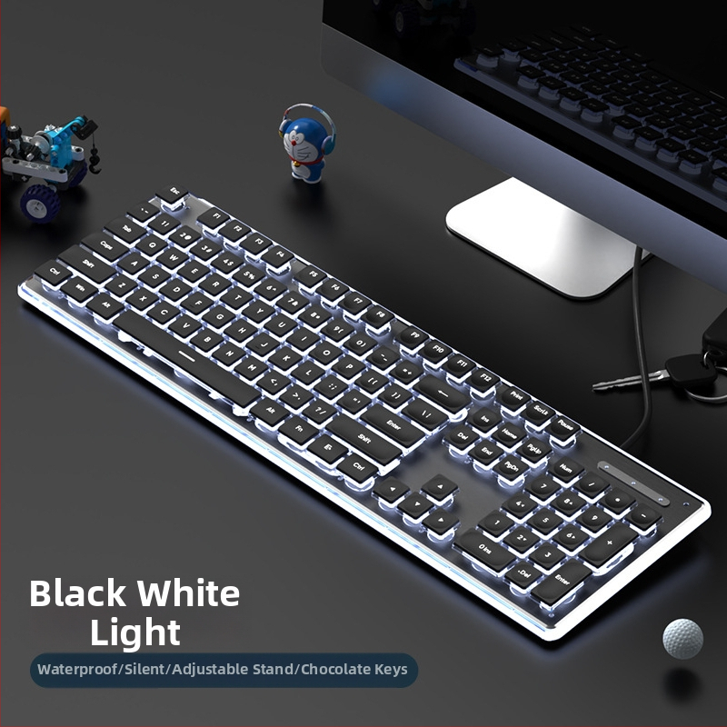 Tastatură subțire cu fir, senzație mecanică, impermeabilă, corp metalic, >98 taste