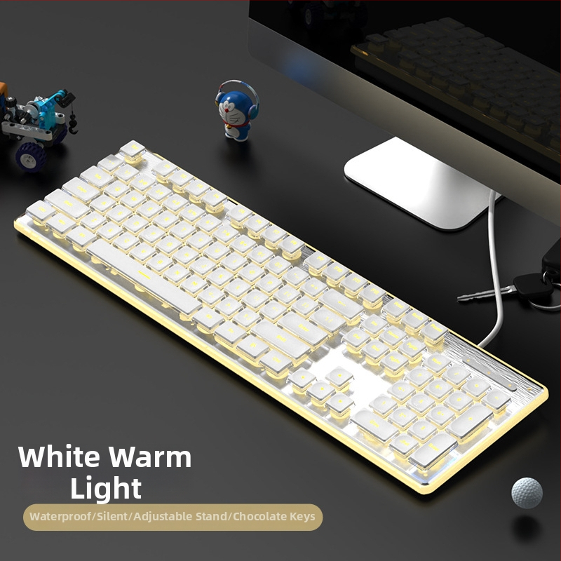 Tastatură subțire cu fir, senzație mecanică, impermeabilă, corp metalic, >98 taste