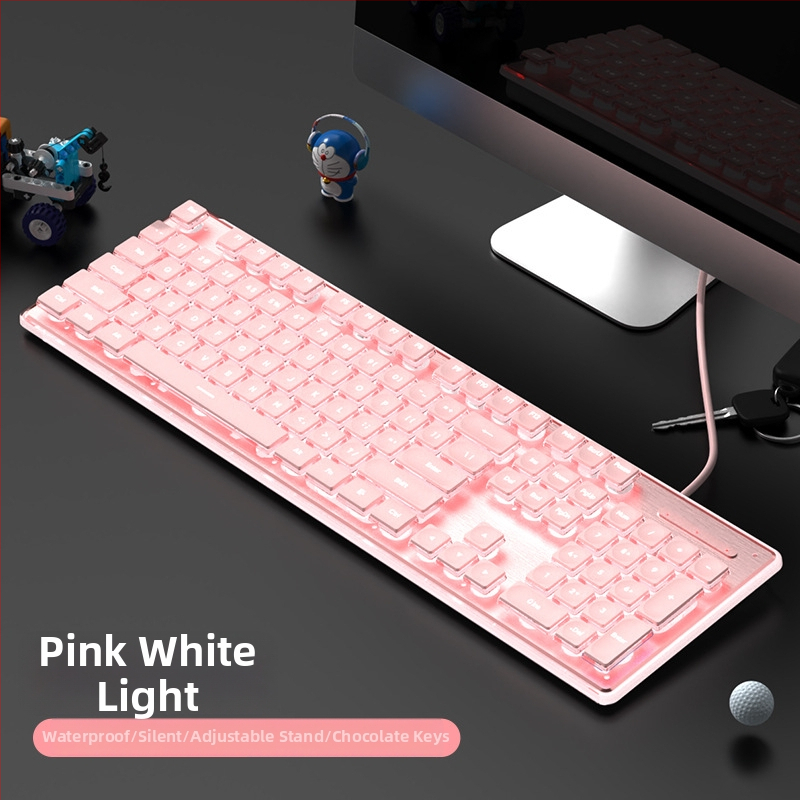 Tastatură subțire cu fir, senzație mecanică, impermeabilă, corp metalic, >98 taste