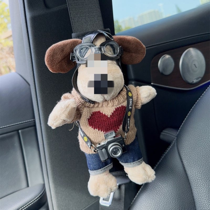 Βελούδινο Κάλυμμα ώμου ζώνης αυτοκινήτου — Μοντέλο SH-2023217-03, Μάρκα Shuai Hao, Προσαρμόσιμο, Χαριτωμένο μοτίβο σκύλου σε πτήση