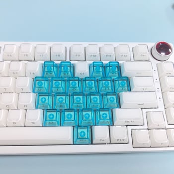 21 клавишни капачки за механична клавиатура, прозрачни кристални PBT капачки, гравирана персонализация DIY, водоустойчиви