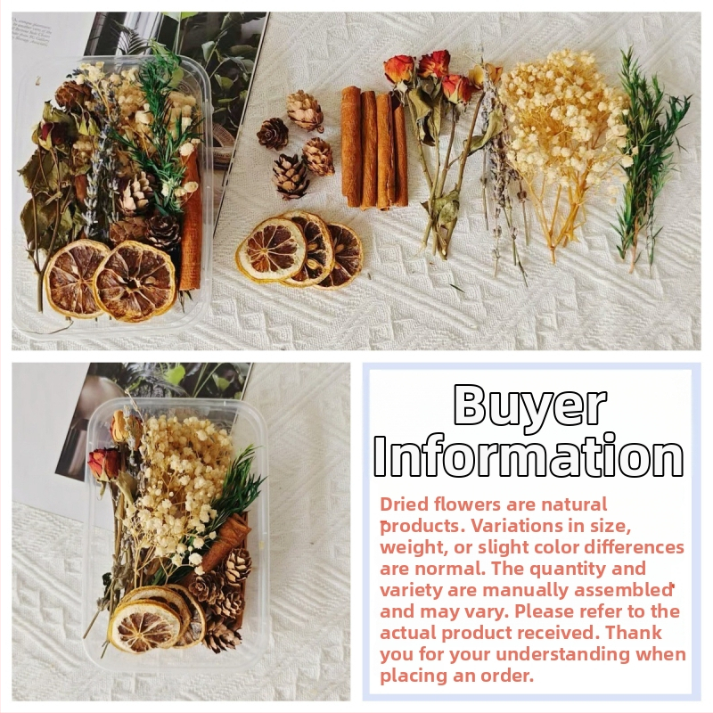 Kit materiale DIY: flori uscate, plante naturale, scorțișoară, decorațiuni lucrate manual