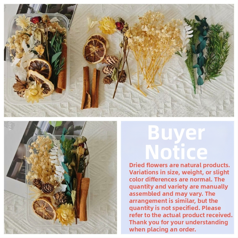 Kit materiale DIY: flori uscate, plante naturale, scorțișoară, decorațiuni lucrate manual