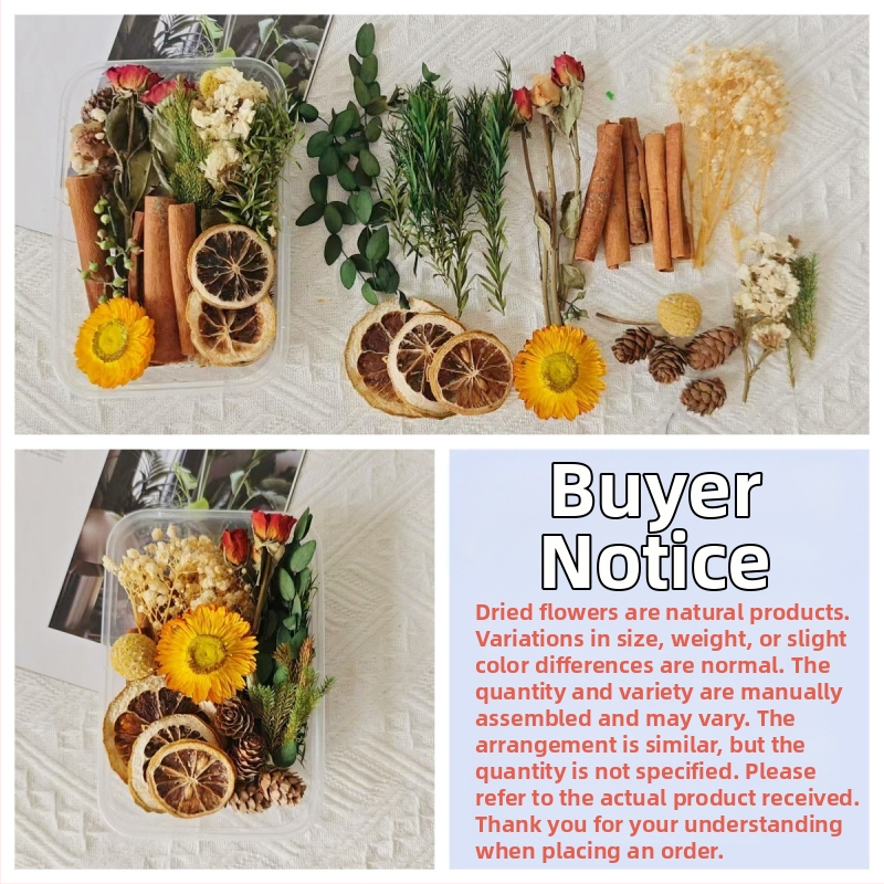 Kit materiale DIY: flori uscate, plante naturale, scorțișoară, decorațiuni lucrate manual