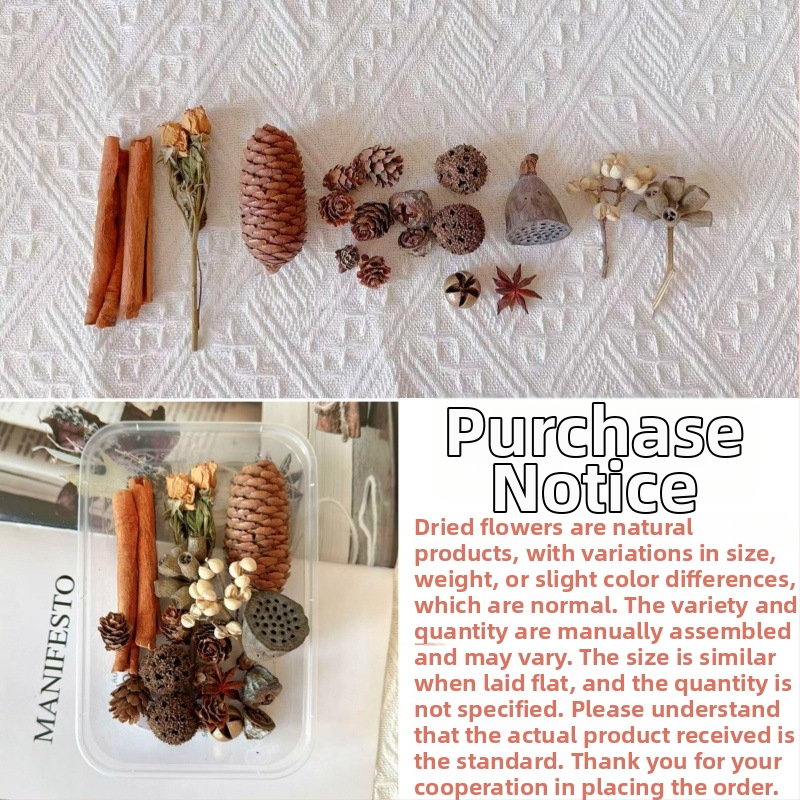 Kit materiale DIY: flori uscate, plante naturale, scorțișoară, decorațiuni lucrate manual