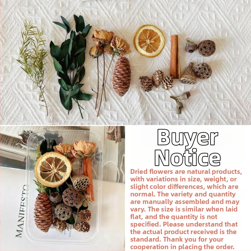 Kit materiale DIY: flori uscate, plante naturale, scorțișoară, decorațiuni lucrate manual