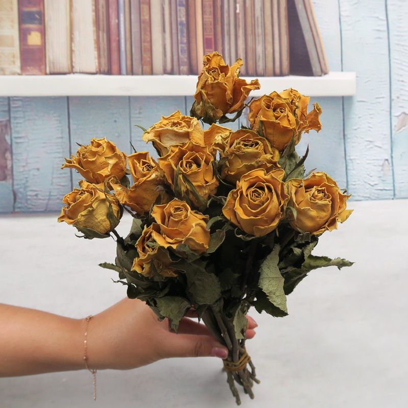 Buchet cu ramuri uscate de trandafiri pentru decor de perete, necolorat