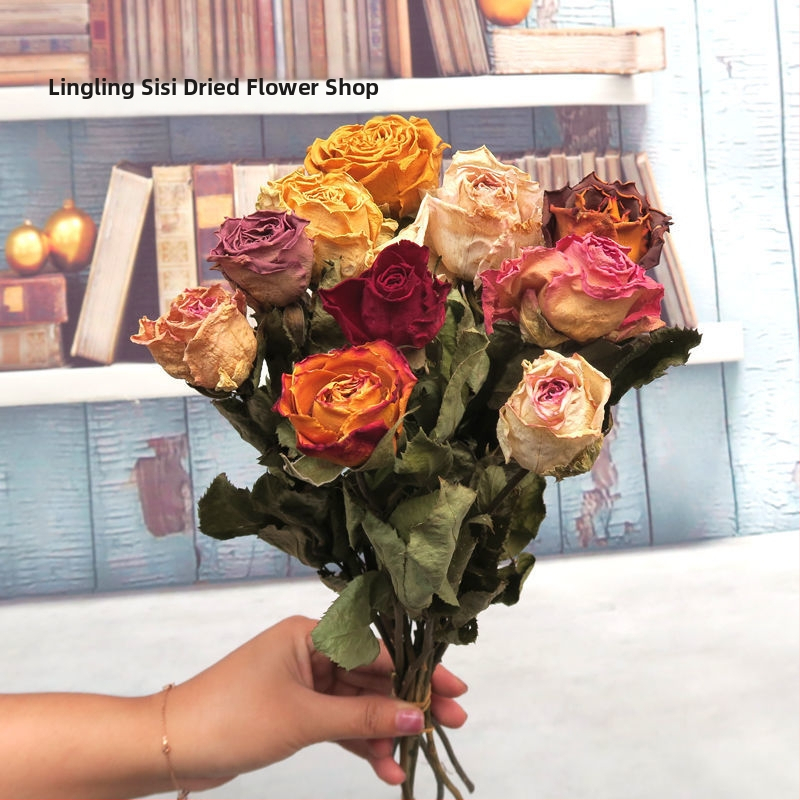 Buchet cu ramuri uscate de trandafiri pentru decor de perete, necolorat