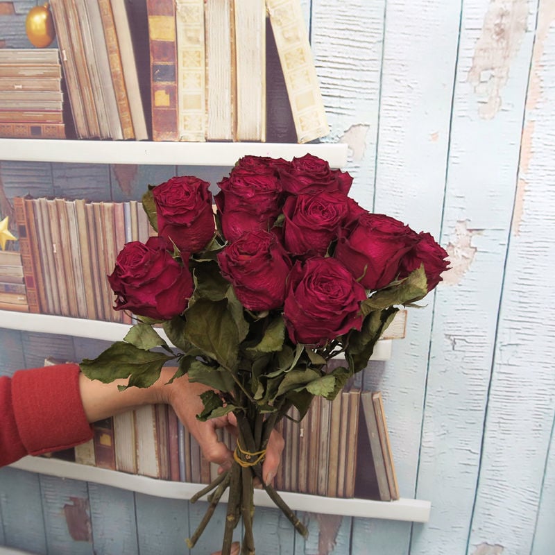 Buchet cu ramuri uscate de trandafiri pentru decor de perete, necolorat