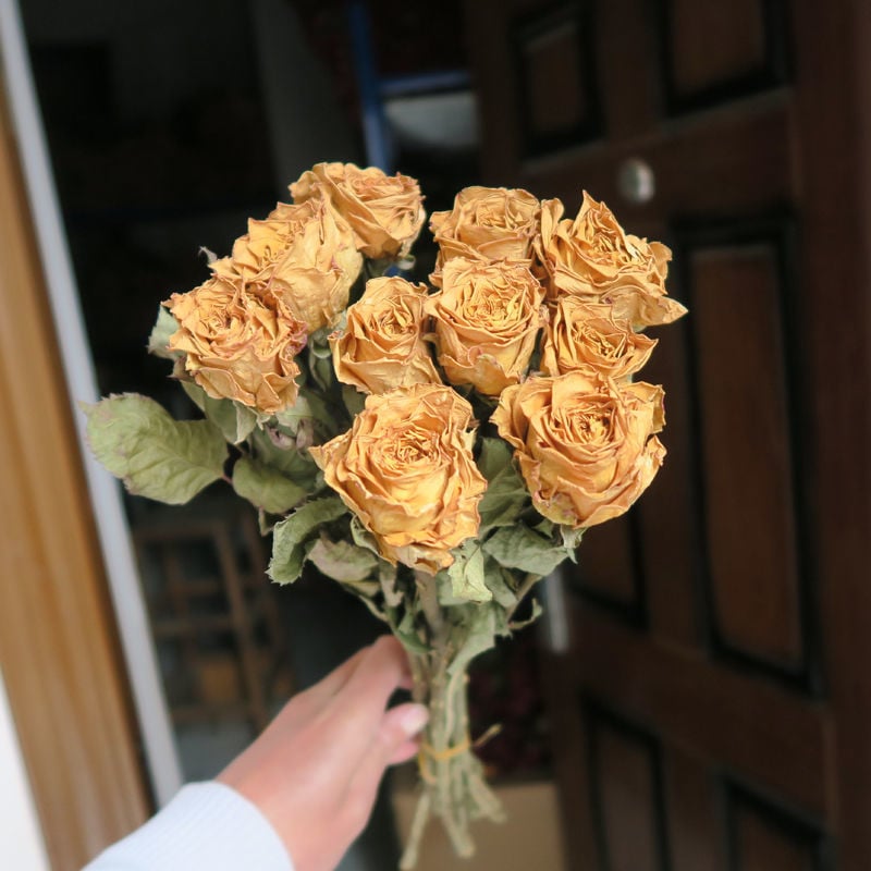 Buchet cu ramuri uscate de trandafiri pentru decor de perete, necolorat