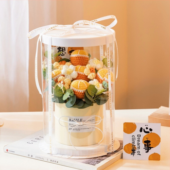 Buchet de Flori Tricotat Manual, Trandafiri Veșnici, Brand Happy Flowers, Ornament pentru Ziua Profesorului