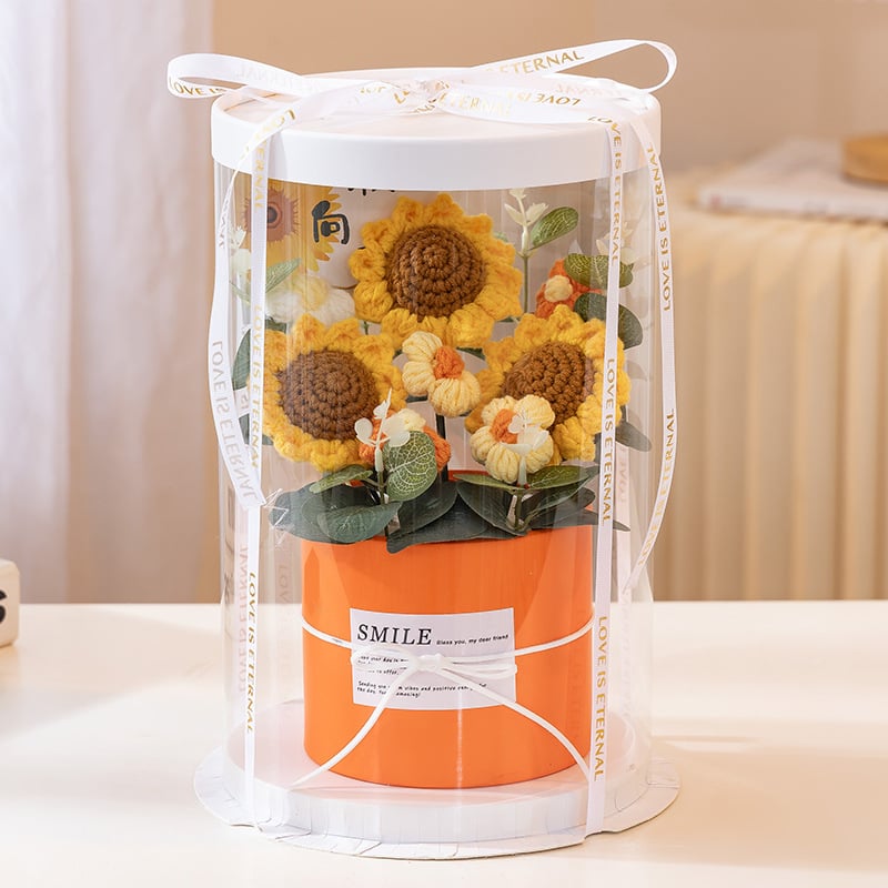Buchet de Flori Tricotat Manual, Trandafiri Veșnici, Brand Happy Flowers, Ornament pentru Ziua Profesorului