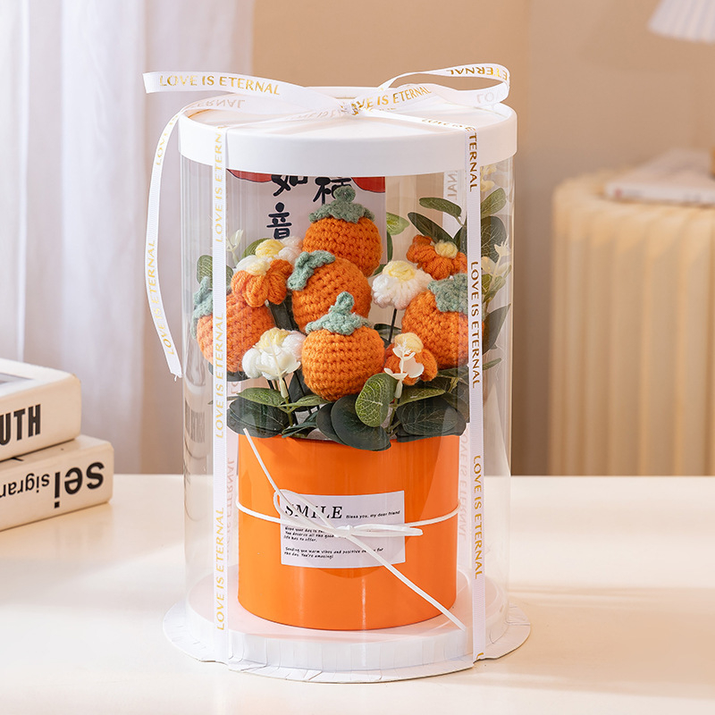 Buchet de Flori Tricotat Manual, Trandafiri Veșnici, Brand Happy Flowers, Ornament pentru Ziua Profesorului