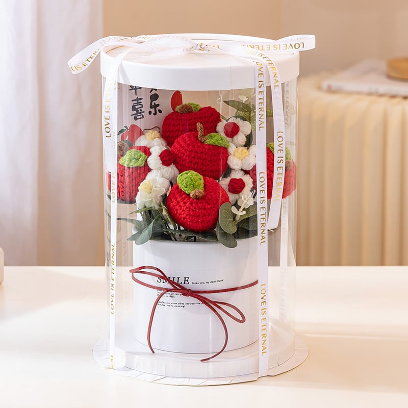 Buchet de Flori Tricotat Manual, Trandafiri Veșnici, Brand Happy Flowers, Ornament pentru Ziua Profesorului