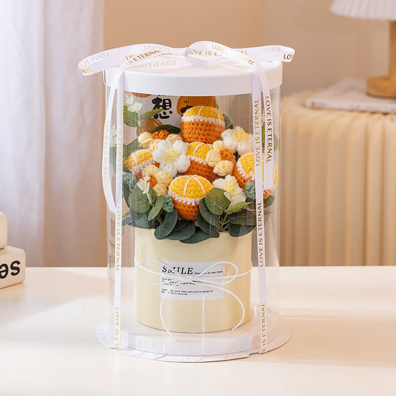 Buchet de Flori Tricotat Manual, Trandafiri Veșnici, Brand Happy Flowers, Ornament pentru Ziua Profesorului