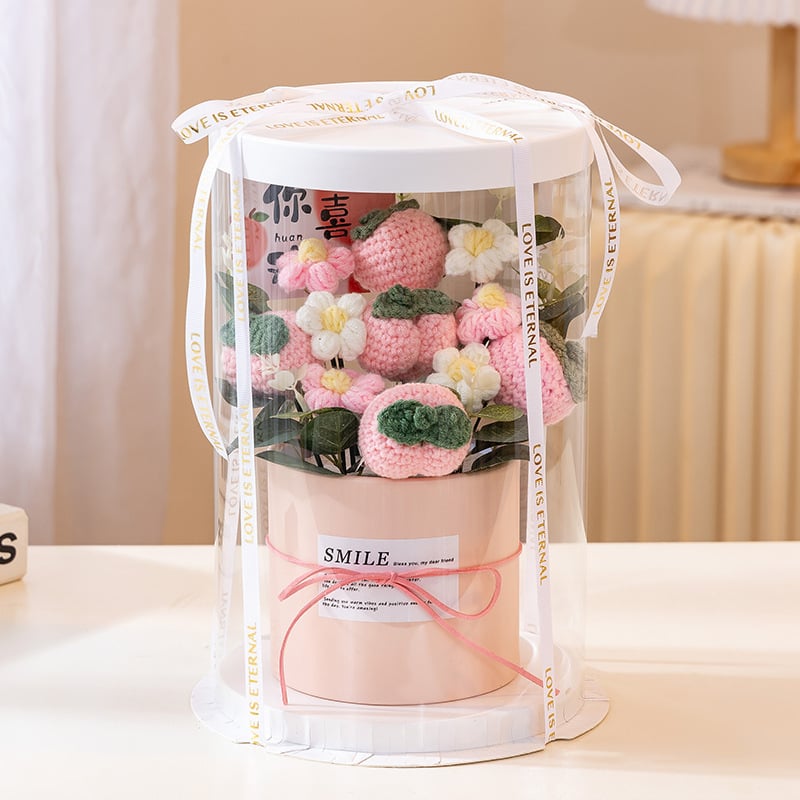 Buchet de Flori Tricotat Manual, Trandafiri Veșnici, Brand Happy Flowers, Ornament pentru Ziua Profesorului