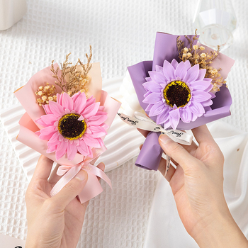 Buchet de flori din săpun, mini buchet cu floarea-soarelui pentru absolvire; varietate 22317017665, nu este importat, potrivit pentru cadouri promoționale, de afaceri și comemorative