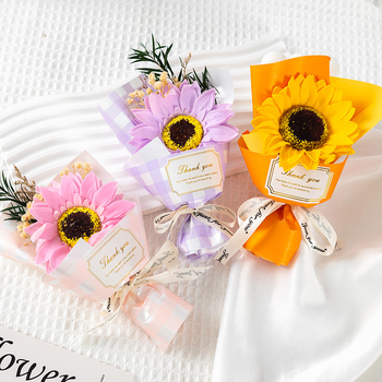 Buchet de flori din săpun, mini buchet cu floarea-soarelui pentru absolvire; varietate 22317017665, nu este importat, potrivit pentru cadouri promoționale, de afaceri și comemorative