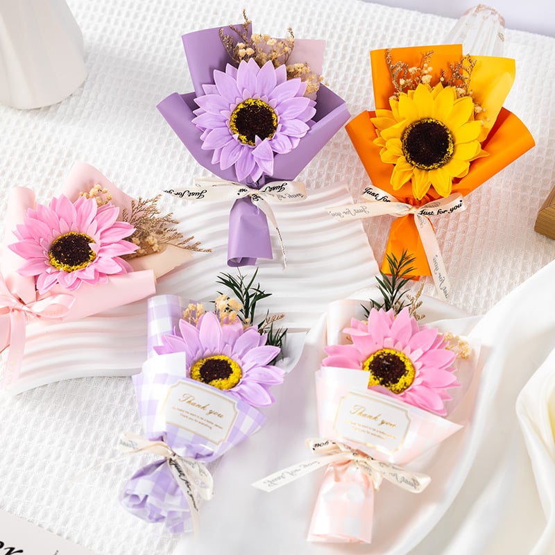 Buchet de flori din săpun, mini buchet cu floarea-soarelui pentru absolvire; varietate 22317017665, nu este importat, potrivit pentru cadouri promoționale, de afaceri și comemorative