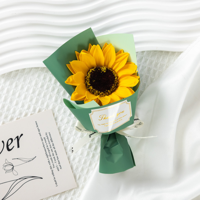 Buchet de flori din săpun, mini buchet cu floarea-soarelui pentru absolvire; varietate 22317017665, nu este importat, potrivit pentru cadouri promoționale, de afaceri și comemorative