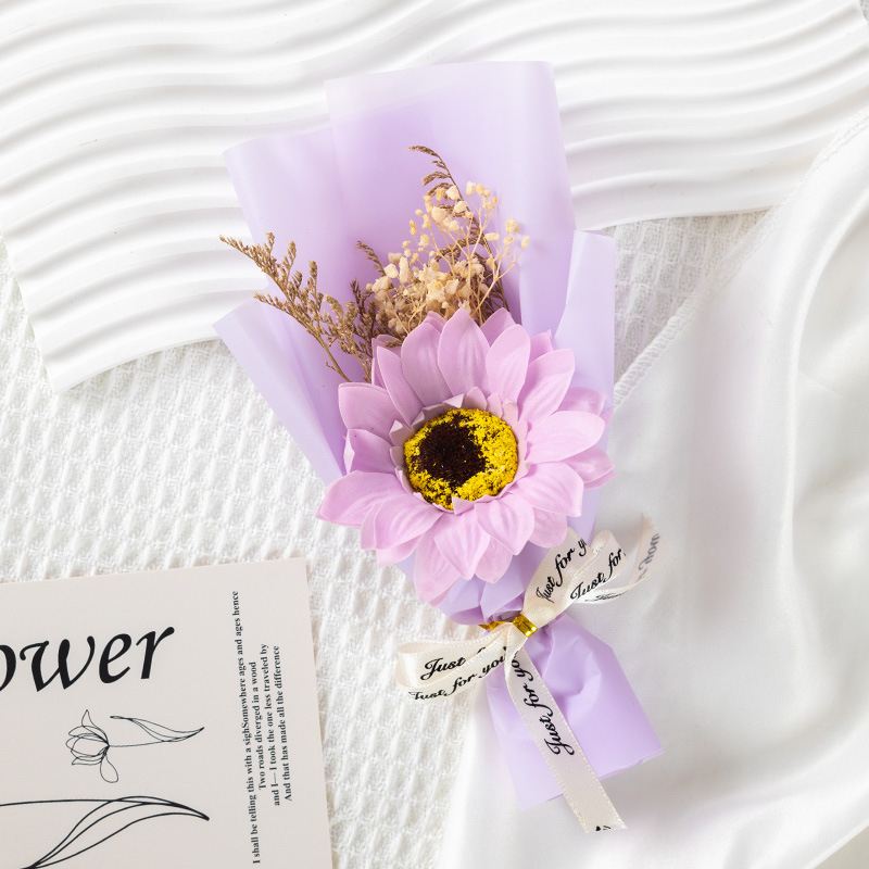 Buchet de flori din săpun, mini buchet cu floarea-soarelui pentru absolvire; varietate 22317017665, nu este importat, potrivit pentru cadouri promoționale, de afaceri și comemorative