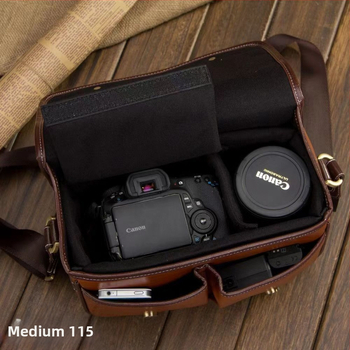 Τσάντα κάμερας SLR με αποθήκευση φακών, PU υλικό, ιμάντας αερόσφυξης, ρετρό στυλ