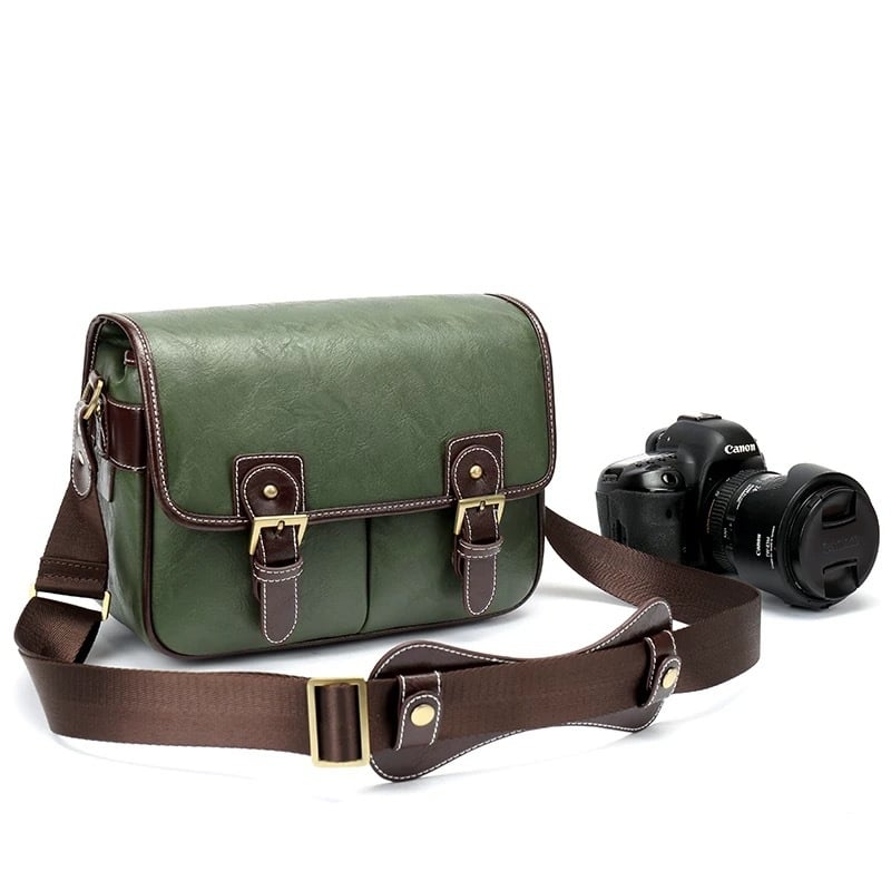Τσάντα κάμερας SLR με αποθήκευση φακών, PU υλικό, ιμάντας αερόσφυξης, ρετρό στυλ