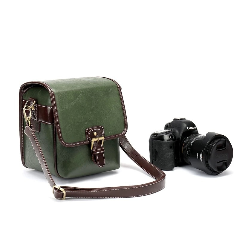 Τσάντα κάμερας SLR με αποθήκευση φακών, PU υλικό, ιμάντας αερόσφυξης, ρετρό στυλ