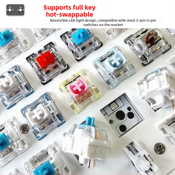 Kit tastatură mecanică de 68 de taste cu iluminare RGB, trei moduri Bluetooth/Wired/2.4G, hot-plug, model ZK68