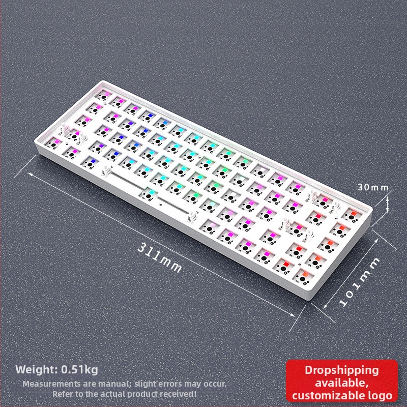 Kit tastatură mecanică de 68 de taste cu iluminare RGB, trei moduri Bluetooth/Wired/2.4G, hot-plug, model ZK68