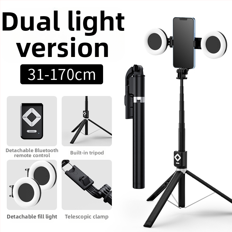 BT12 Bluetooth selfie bot és állvány LED világítással, távirányítóval