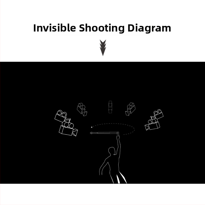 Bullet Time selfiestīka rokturis ar griežamu uzņemšanu, 5 daļu alumīnija sakausējums, noslodze 2–5 kg