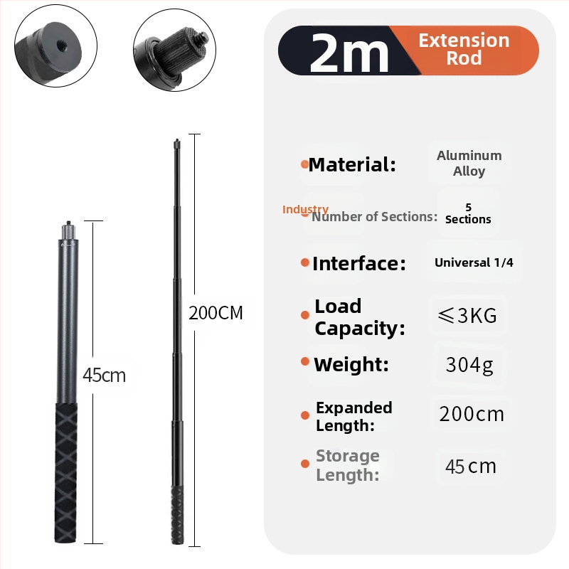 Bullet Time selfie stick fogó forgó felvétellel, 5 részű alumínium ötvözet, teherbírás 2–5 kg