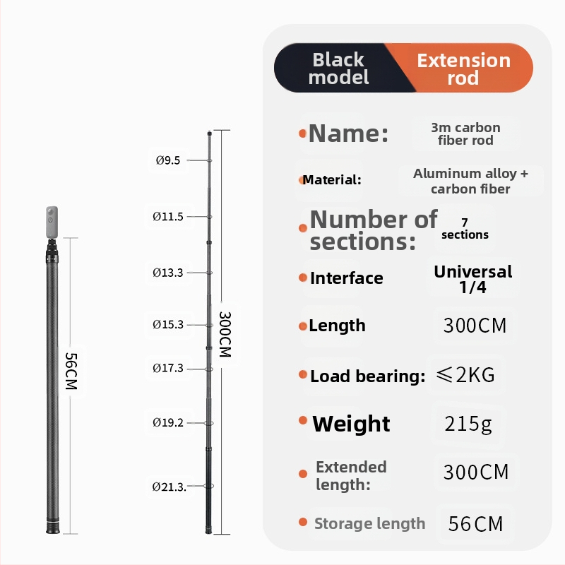 Bullet Time selfie stick fogó forgó felvétellel, 5 részű alumínium ötvözet, teherbírás 2–5 kg