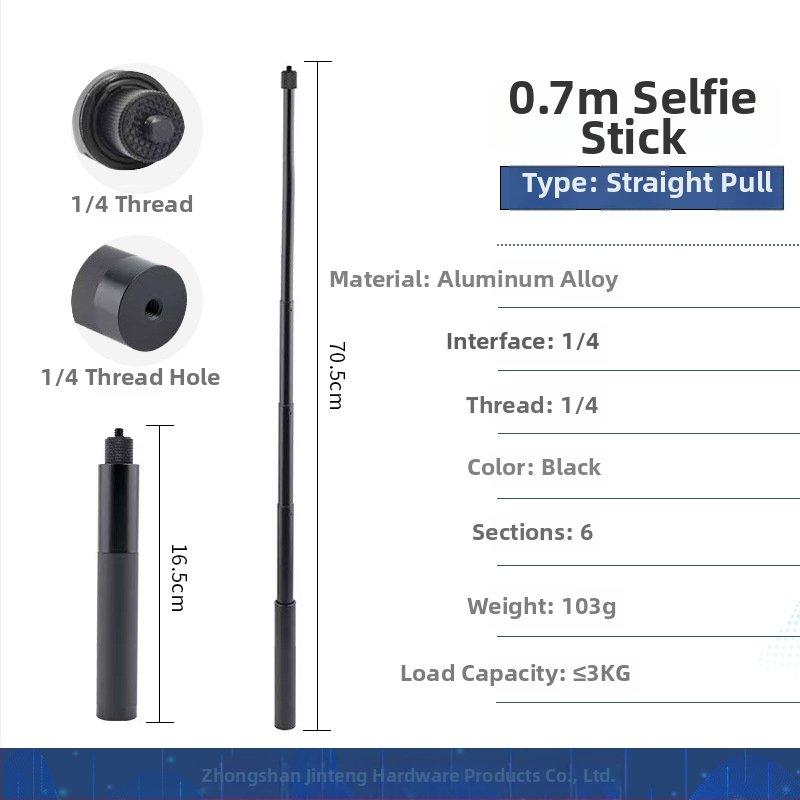 Bullet Time selfie stick fogó forgó felvétellel, 5 részű alumínium ötvözet, teherbírás 2–5 kg