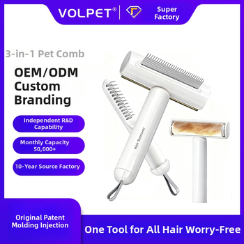 Volpet/Wopet Îndepărtător de păr pentru animale de companie pentru pisici cu blană lungă — ABS, oțel inoxidabil, cauciuc, cap pătrat