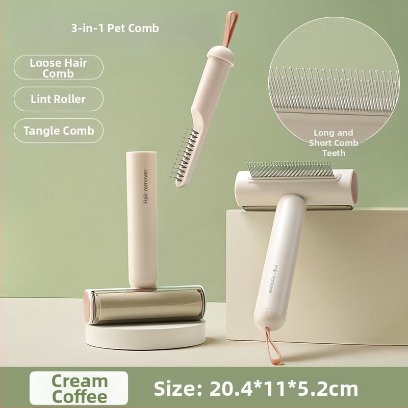 Volpet/Wopet Îndepărtător de păr pentru animale de companie pentru pisici cu blană lungă — ABS, oțel inoxidabil, cauciuc, cap pătrat