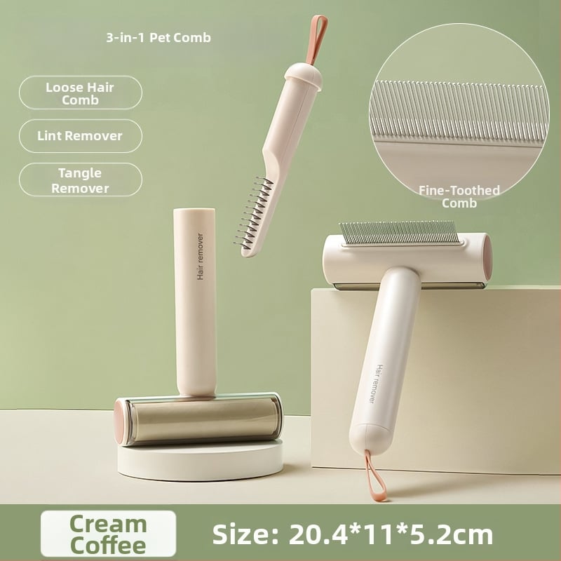 Volpet/Wopet Îndepărtător de păr pentru animale de companie pentru pisici cu blană lungă — ABS, oțel inoxidabil, cauciuc, cap pătrat