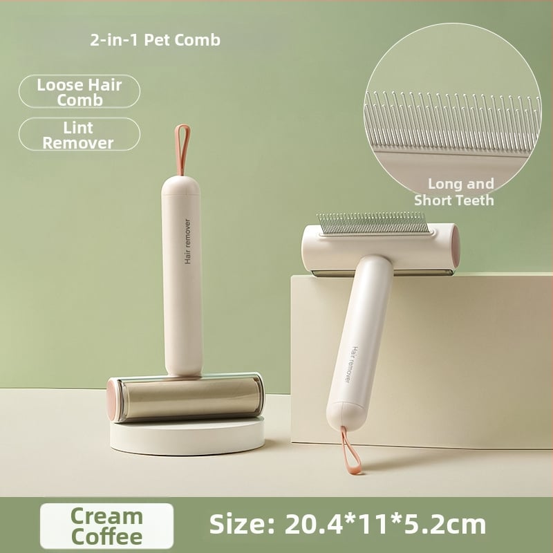 Volpet/Wopet Îndepărtător de păr pentru animale de companie pentru pisici cu blană lungă — ABS, oțel inoxidabil, cauciuc, cap pătrat