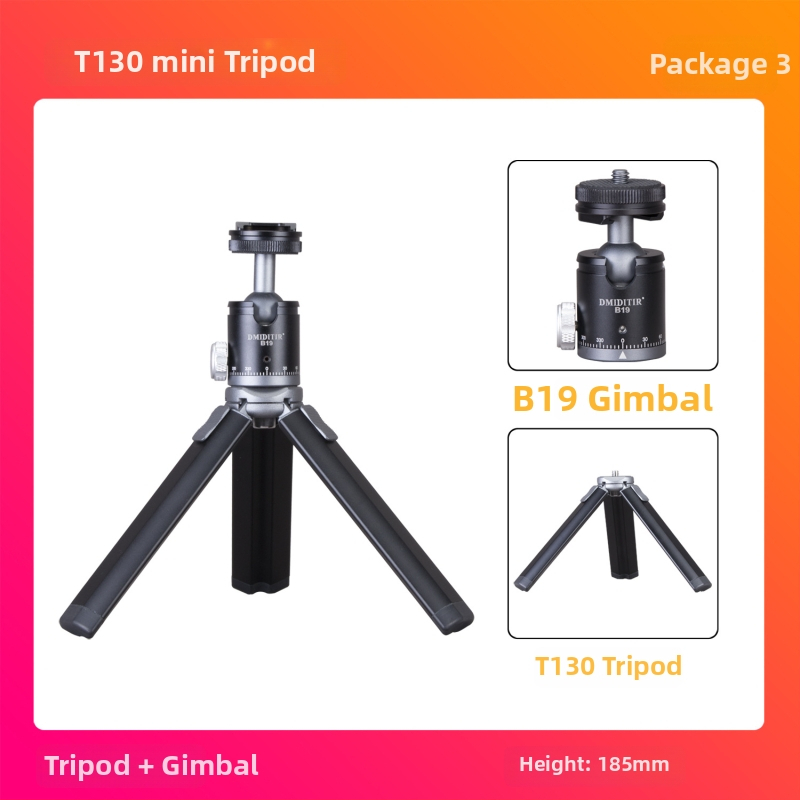 T130+T150+T180 Ball Head statīvs - alumīnija sakausējums + ABS, slodze 6-10 kg, ātri atbrīvotā plāksne iekļauta