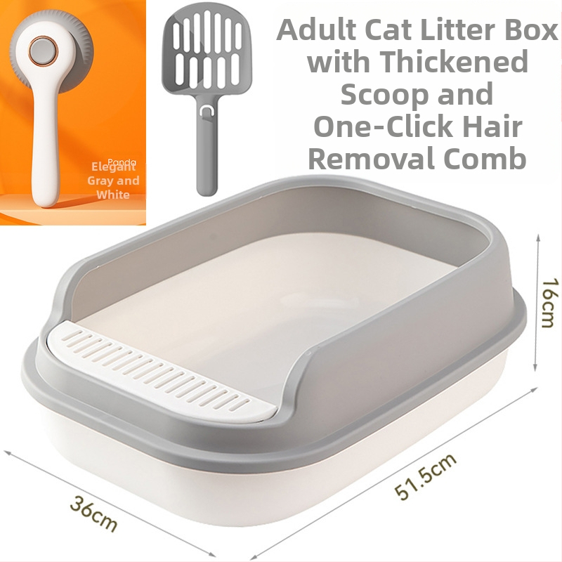 Kaķu smilšu kaste ar pusslēgtu dizainu, atvērta augšdaļa, plastmasas konstrukcija pret šļakstēšanu