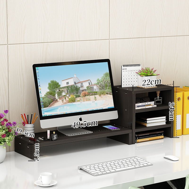 Βάση οθόνης υπολογιστή με 3 επίπεδα, ράφι αποθήκευσης γραφείου, υλικό: πλάκα, απαιτείται συναρμολόγηση, για γραφείο και σπίτι