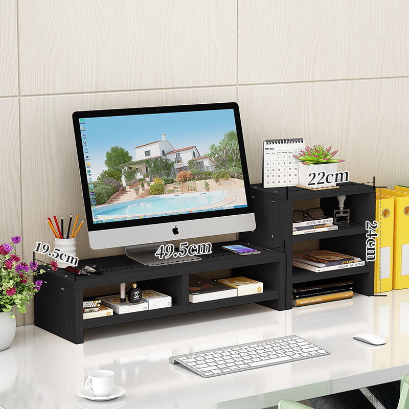 Βάση οθόνης υπολογιστή με 3 επίπεδα, ράφι αποθήκευσης γραφείου, υλικό: πλάκα, απαιτείται συναρμολόγηση, για γραφείο και σπίτι