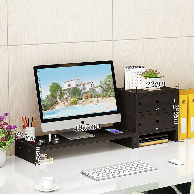 Βάση οθόνης υπολογιστή με 3 επίπεδα, ράφι αποθήκευσης γραφείου, υλικό: πλάκα, απαιτείται συναρμολόγηση, για γραφείο και σπίτι