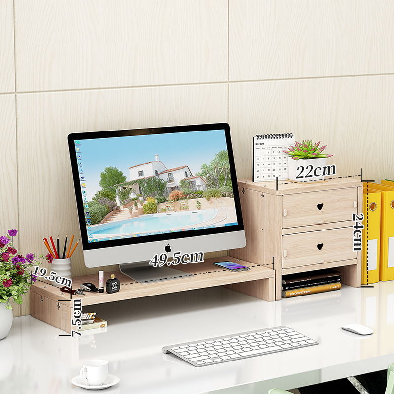 Βάση οθόνης υπολογιστή με 3 επίπεδα, ράφι αποθήκευσης γραφείου, υλικό: πλάκα, απαιτείται συναρμολόγηση, για γραφείο και σπίτι