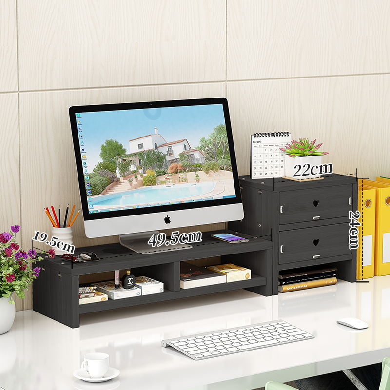 Βάση οθόνης υπολογιστή με 3 επίπεδα, ράφι αποθήκευσης γραφείου, υλικό: πλάκα, απαιτείται συναρμολόγηση, για γραφείο και σπίτι