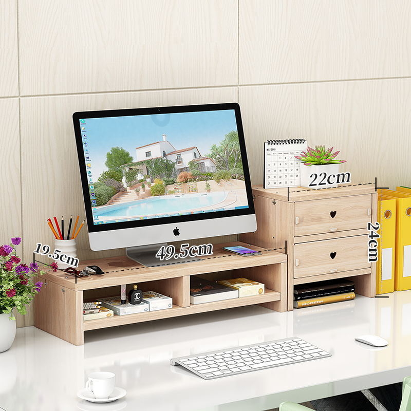 Βάση οθόνης υπολογιστή με 3 επίπεδα, ράφι αποθήκευσης γραφείου, υλικό: πλάκα, απαιτείται συναρμολόγηση, για γραφείο και σπίτι